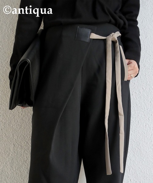 antiqua(アンティカ)の「アシンメトリーデザインリボンパンツ(その他パンツ・レディース・ブラック/ベージュ・FREE)」の7枚目の写真
