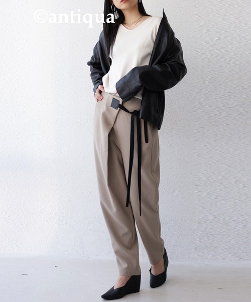 antiqua(アンティカ)の「アシンメトリーデザインリボンパンツ(その他パンツ・レディース・ブラック/ベージュ・FREE)」の14枚目の写真