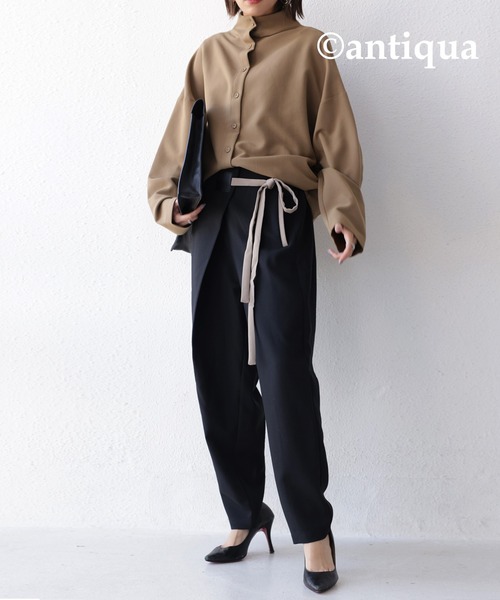 antiqua(アンティカ)の「アシンメトリーデザインリボンパンツ(その他パンツ・レディース・ブラック/ベージュ・FREE)」の8枚目の写真