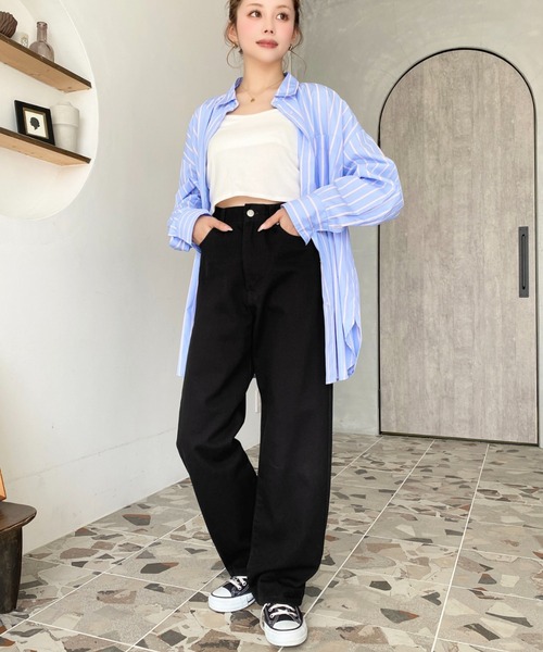 moment+(モーメントプラス)の「アソートセールカラーヘビーツイルストレートパンツ(デニムパンツ・レディース・パープル/ブラウン/ブラック/グレイッシュベージュ・S/M/L)」の22枚目の写真