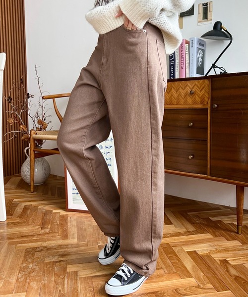 moment+(モーメントプラス)の「アソートセールカラーヘビーツイルストレートパンツ(デニムパンツ・レディース・パープル/ブラウン/ブラック/グレイッシュベージュ・S/M/L)」の20枚目の写真