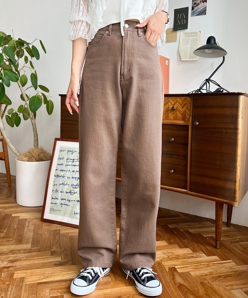 moment+(モーメントプラス)の「アソートセールカラーヘビーツイルストレートパンツ(デニムパンツ・レディース・パープル/ブラウン/ブラック/グレイッシュベージュ・S/M/L)」の18枚目の写真