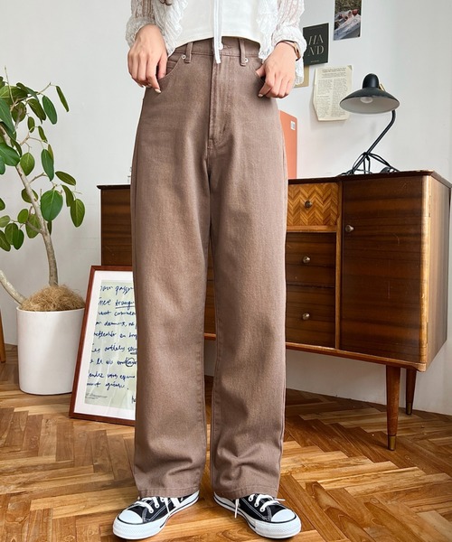 moment+(モーメントプラス)の「アソートセールカラーヘビーツイルストレートパンツ(デニムパンツ・レディース・パープル/ブラウン/ブラック/グレイッシュベージュ・S/M/L)」の17枚目の写真