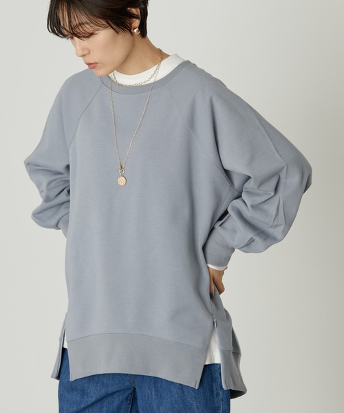 AMERICAN HOLIC（アメリカンホリック）の「サイドZIPコクーンポンチチュニック（Tシャツ/カットソー・レディース・サックスブルー/モカ/アイボリー/チャコールグレー・M/L）」の4枚目の写真