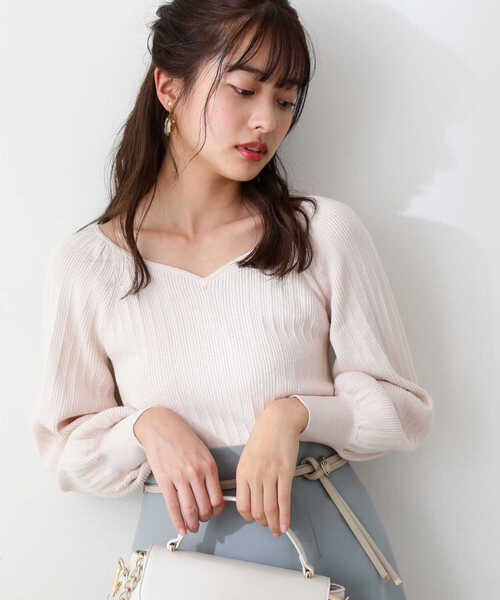 PROPORTION BODY DRESSING（プロポーションボディドレッシング）の「ハートカットランダムリブマトンスリーブ / 1212170202（ニット/セーター・レディース・ライトグリーン/オフホワイト/パープル・MEDIUM/SMALL）」の21枚目の写真