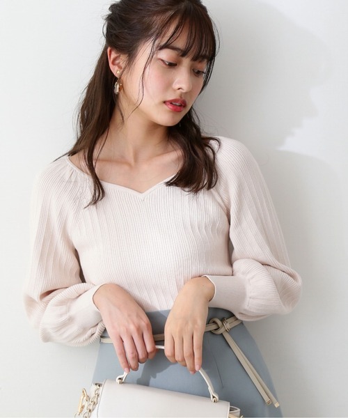 PROPORTION BODY DRESSING（プロポーションボディドレッシング）の「ハートカットランダムリブマトンスリーブ / 1212170202（ニット/セーター・レディース・ライトグリーン/オフホワイト/パープル・MEDIUM/SMALL）」の2枚目の写真