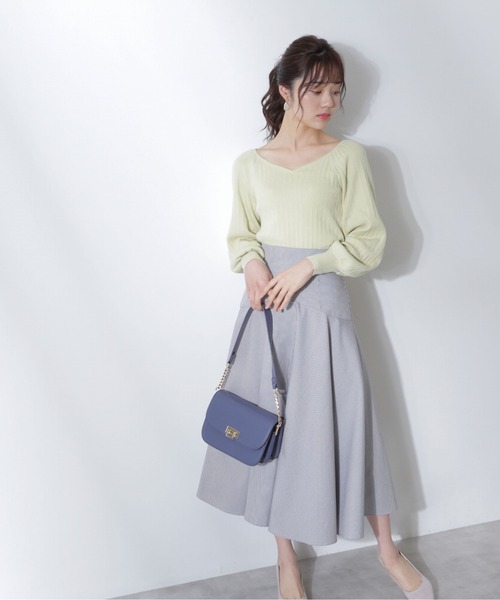 PROPORTION BODY DRESSING（プロポーションボディドレッシング）の「ハートカットランダムリブマトンスリーブ / 1212170202（ニット/セーター・レディース・ライトグリーン/オフホワイト/パープル・MEDIUM/SMALL）」の3枚目の写真