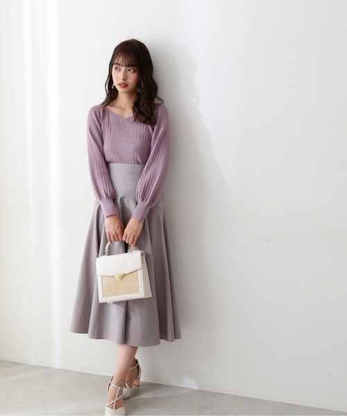 PROPORTION BODY DRESSING（プロポーションボディドレッシング）の「ハートカットランダムリブマトンスリーブ / 1212170202（ニット/セーター・レディース・ライトグリーン/オフホワイト/パープル・MEDIUM/SMALL）」の6枚目の写真