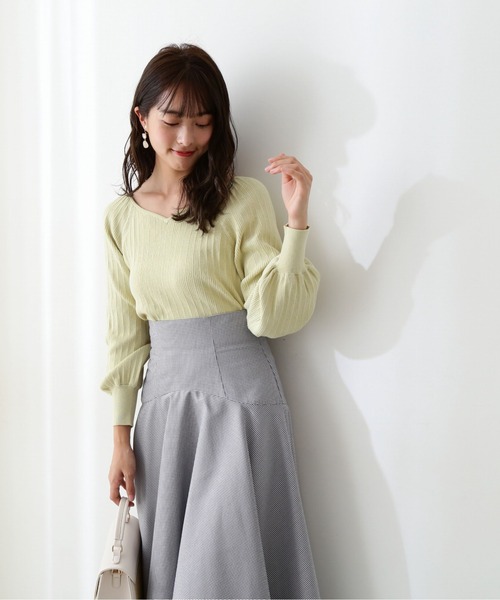 PROPORTION BODY DRESSING（プロポーションボディドレッシング）の「ハートカットランダムリブマトンスリーブ / 1212170202（ニット/セーター・レディース・ライトグリーン/オフホワイト/パープル・MEDIUM/SMALL）」の8枚目の写真