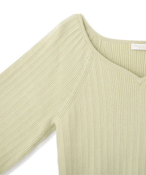 PROPORTION BODY DRESSING（プロポーションボディドレッシング）の「ハートカットランダムリブマトンスリーブ / 1212170202（ニット/セーター・レディース・ライトグリーン/オフホワイト/パープル・MEDIUM/SMALL）」の17枚目の写真