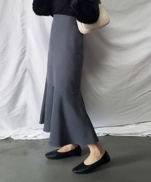 me+em select | 【 合皮レザー＆無地　選べる2素材／8色展開 】ハイウエスト切替マーメイドスカート(スカート)