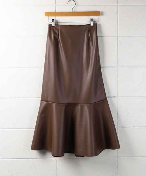 me+em select（ミームセレクト）の「※※【 合皮レザー＆無地　選べる2素材／8色展開 】ハイウエスト切替マーメイドスカート（スカート・レディース・ブラック/ブラウン/グレー/アイボリー/オレンジ系その他/ホワイト系1/ブラック系1/ブラウン系1・FREE）」の11枚目の写真