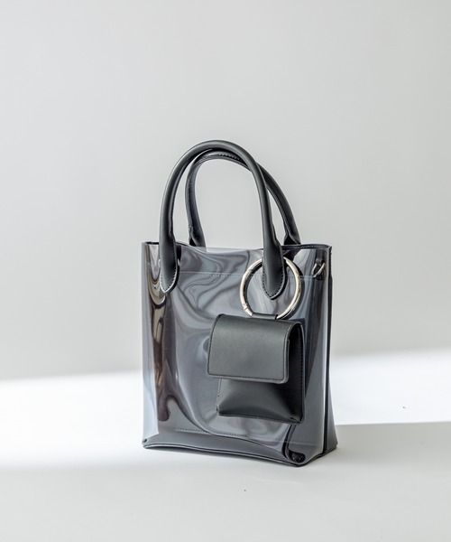 mystic（ミスティック）の「ミニポーチ付きクリアバッグ（ショルダーバッグ・レディース・ブラック/アイボリー・FREE）」の5枚目の写真