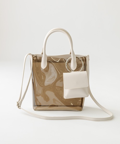 mystic（ミスティック）の「ミニポーチ付きクリアバッグ（ショルダーバッグ・レディース・ブラック/アイボリー・FREE）」の6枚目の写真