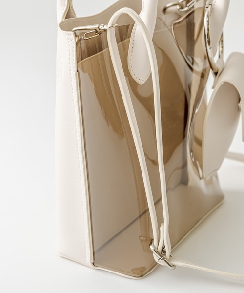 mystic（ミスティック）の「ミニポーチ付きクリアバッグ（ショルダーバッグ・レディース・ブラック/アイボリー・FREE）」の11枚目の写真