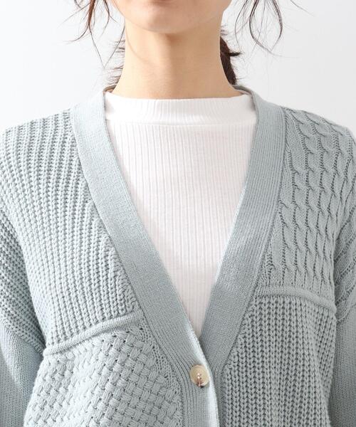 DRESKIP（ドレスキップ）の「◆綿混バルキ－パッチワーク風ニットカーディガン（カーディガン/ボレロ・レディース・ブラック/オフホワイト/グリーン系・02/03/04）」の4枚目の写真