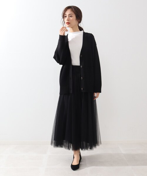 DRESKIP（ドレスキップ）の「◆綿混バルキ－パッチワーク風ニットカーディガン（カーディガン/ボレロ・レディース・ブラック/オフホワイト/グリーン系・02/03/04）」の8枚目の写真