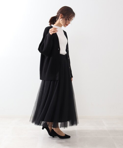 DRESKIP（ドレスキップ）の「◆綿混バルキ－パッチワーク風ニットカーディガン（カーディガン/ボレロ・レディース・ブラック/オフホワイト/グリーン系・02/03/04）」の5枚目の写真