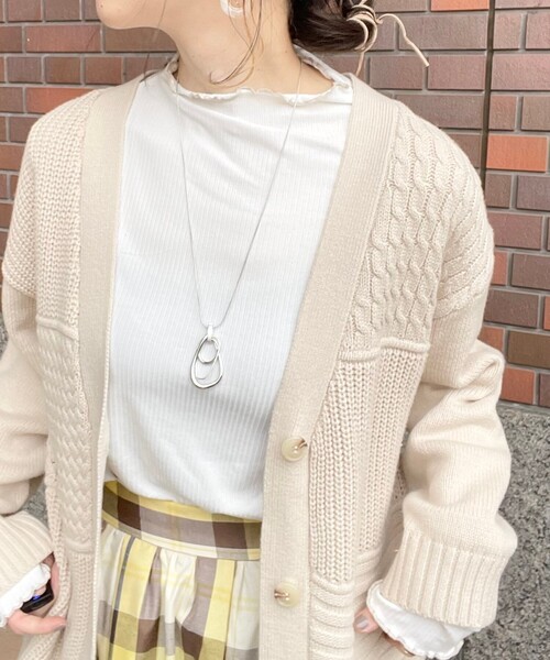 DRESKIP（ドレスキップ）の「◆綿混バルキ－パッチワーク風ニットカーディガン（カーディガン/ボレロ・レディース・ブラック/オフホワイト/グリーン系・02/03/04）」の22枚目の写真