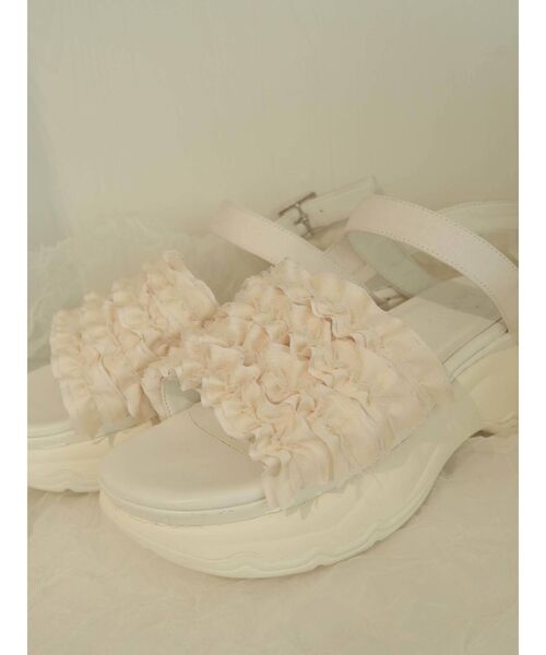 merry jenny（メリージェニー）の「チュールフリルスニーカーサンダル（サンダル・レディース・ブラック/ピンク/アイボリー・MEDIUM/LARGE）」の9枚目の写真