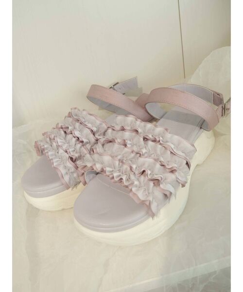 merry jenny（メリージェニー）の「チュールフリルスニーカーサンダル（サンダル・レディース・ブラック/ピンク/アイボリー・MEDIUM/LARGE）」の7枚目の写真