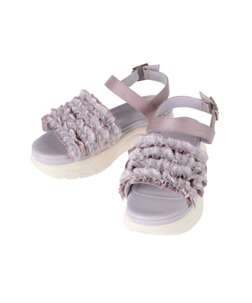 merry jenny（メリージェニー）の「チュールフリルスニーカーサンダル（サンダル・レディース・ブラック/ピンク/アイボリー・MEDIUM/LARGE）」の10枚目の写真