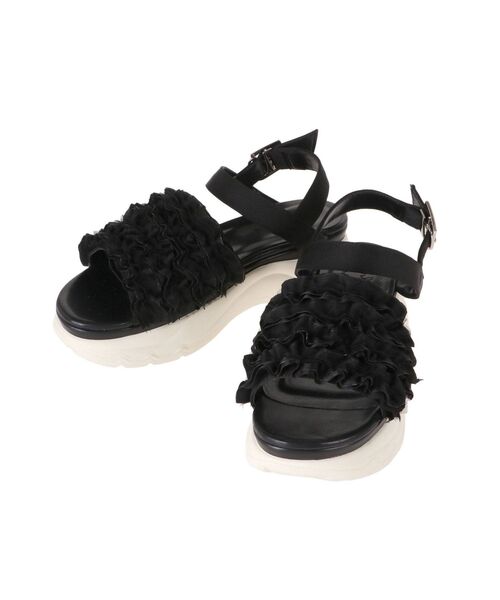 merry jenny（メリージェニー）の「チュールフリルスニーカーサンダル（サンダル・レディース・ブラック/ピンク/アイボリー・MEDIUM/LARGE）」の8枚目の写真