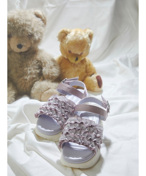 merry jenny（メリージェニー）の「チュールフリルスニーカーサンダル（サンダル・レディース・ブラック/ピンク/アイボリー・MEDIUM/LARGE）」の16枚目の写真