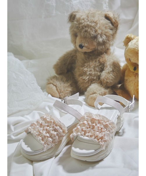 merry jenny（メリージェニー）の「チュールフリルスニーカーサンダル（サンダル・レディース・ブラック/ピンク/アイボリー・MEDIUM/LARGE）」の17枚目の写真