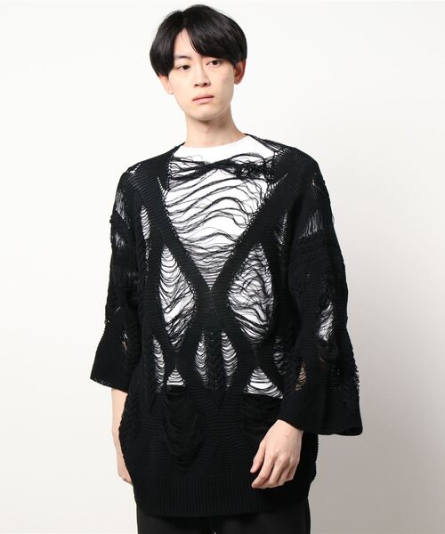 トップス sulvam 22ss YARN LONG SLEEVE KNIT トップス sulvam 22ss YARN LONG SLEEVE KNIT Lace Up Round Neck Long
