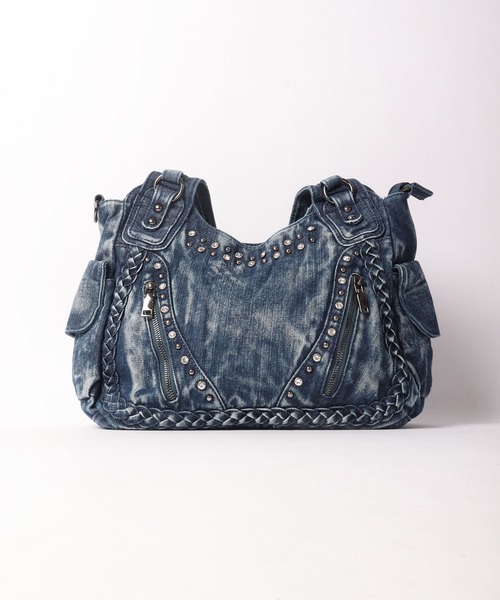 BLACK JACKALL CROWN(ブラックジャッカルクラウン)の「BLACK JACKALL CROWN デニム スタッズ デコレーション 2WAY ショルダーバッグ トートバッグ(ショルダーバッグ・メンズ・ブルー・FREE)」の5枚目の写真