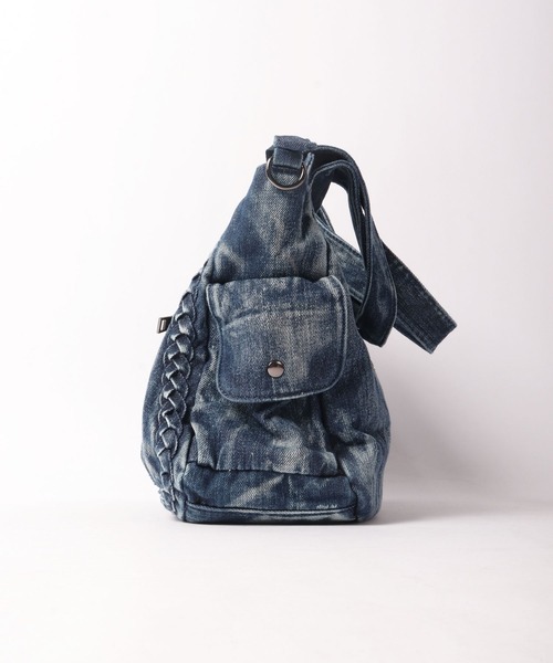BLACK JACKALL CROWN(ブラックジャッカルクラウン)の「BLACK JACKALL CROWN デニム スタッズ デコレーション 2WAY ショルダーバッグ トートバッグ(ショルダーバッグ・メンズ・ブルー・FREE)」の6枚目の写真