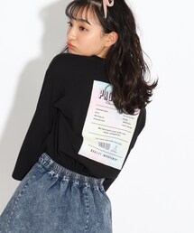 PINK-latte（ピンクラテ）の「◆【オーガニックコットン】タイダイ風ビッグワッペン7分袖Ｔシャツ（Tシャツ/カットソー・キッズ）」