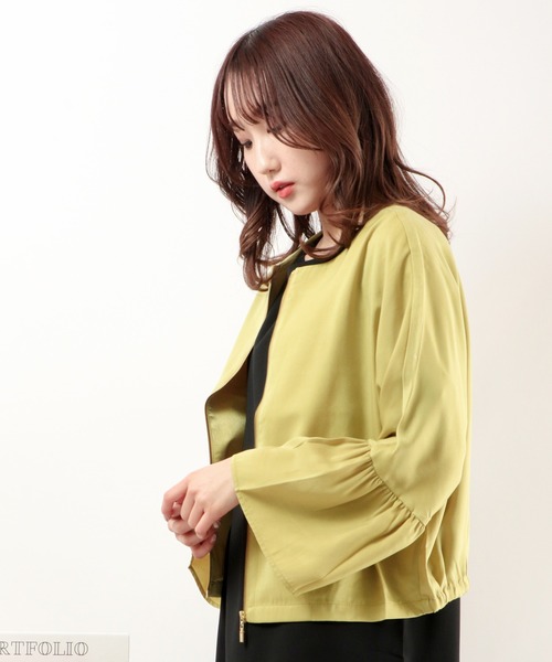 Anna Nicola（アンナニコラ）の「Anna Nicola ベススリーブブルゾンジャケット（ブルゾン・レディース・オフホワイト/イエロー系その他・M）」の10枚目の写真