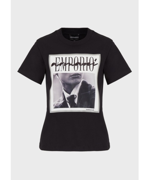 EMPORIO ARMANI(エンポリオアルマーニ)の「【エンポリオ アルマーニ】EMPORIO ARMANI ロゴ×フォトプリント デザインTシャツ(Tシャツ/カットソー・レディース・ブラック・40/38/42)」の4枚目の写真