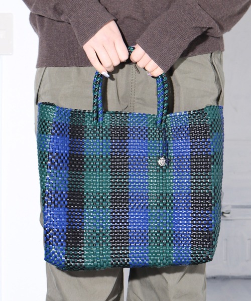OJO DE MEX（オホデメックス）の「OJO DE MEX/オホデメックス Plastico CAGO Tote Check S カゴバッグ チェック（かごバッグ・レディース・ブラック系・ONE SIZE）」の15枚目の写真