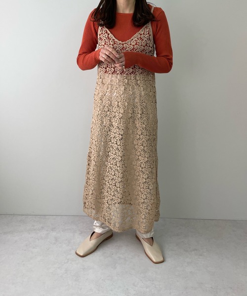 LE MORE(リモア)の「リボンアレンジレースキャミワンピース(ワンピース・レディース・ベージュ/アイボリー・FREE)」の4枚目の写真