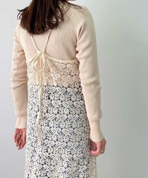 LE MORE(リモア)の「リボンアレンジレースキャミワンピース(ワンピース・レディース・ベージュ/アイボリー・FREE)」の14枚目の写真