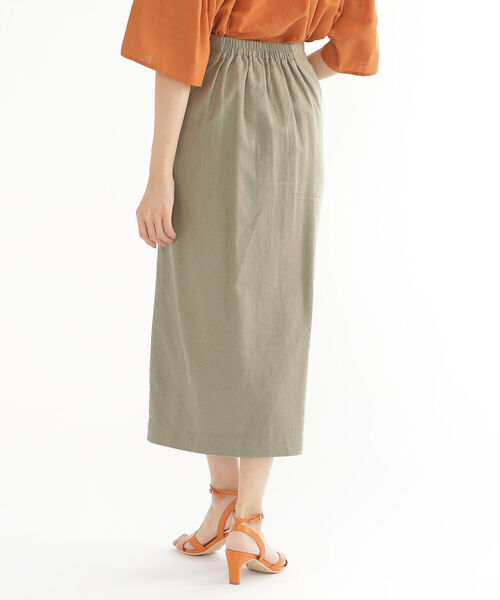 BEAMS HEART（ビームスハート）の「BEAMS HEART / リネン混 ラップ風スカート（スカート・レディース・ホワイト系その他5/オリーブ/オレンジ系その他6・MEDIUM/SMALL）」の6枚目の写真