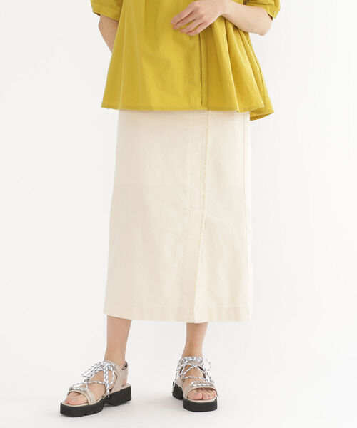 BEAMS HEART（ビームスハート）の「BEAMS HEART / リネン混 ラップ風スカート（スカート・レディース・ホワイト系その他5/オリーブ/オレンジ系その他6・MEDIUM/SMALL）」の10枚目の写真