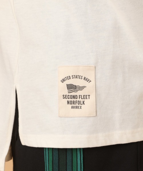 AVIREX（アヴィレックス）の「SATIN WAPPEN T-SHIRT/ サテンワッペンティーシャツ（Tシャツ/カットソー・レディース・オフホワイト/ブラック/ネイビー・FREE）」の7枚目の写真