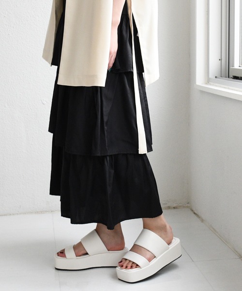 NOFALL(ノーフォール)の「プラットフォームミュールサンダル(サンダル・レディース・ブラック/ホワイト・M/S/L/LL)」の7枚目の写真