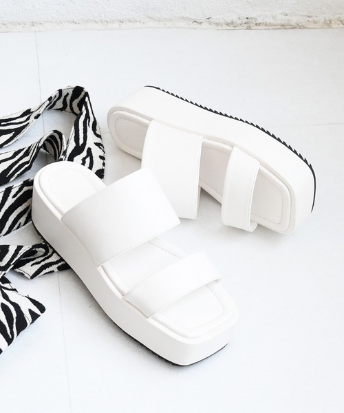 NOFALL(ノーフォール)の「プラットフォームミュールサンダル(サンダル・レディース・ブラック/ホワイト・M/S/L/LL)」の22枚目の写真