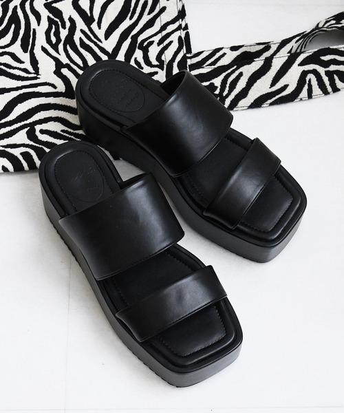 NOFALL(ノーフォール)の「プラットフォームミュールサンダル(サンダル・レディース・ブラック/ホワイト・M/S/L/LL)」の4枚目の写真