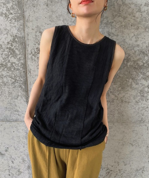 select MOCA by son（セレクトモカバイソン）の「リブ切り替えリラックスタンクトップ（タンクトップ・レディース・ブラック/ブラウン/オリーブ・FREE）」の10枚目の写真