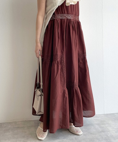 w closet（ダブルクローゼット）の「レースノースリギャザーワンピース（ワンピース・レディース・オフホワイト/グリーン/ブラウン系その他・FREE）」の15枚目の写真