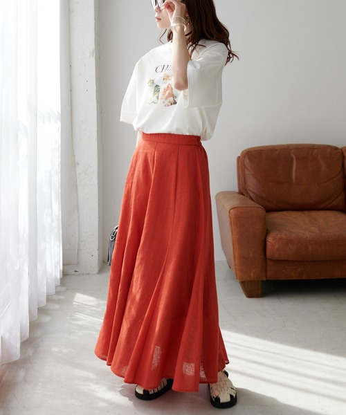 DISCOAT（ディスコート）の「リネン混ハギフレアスカート（スカート