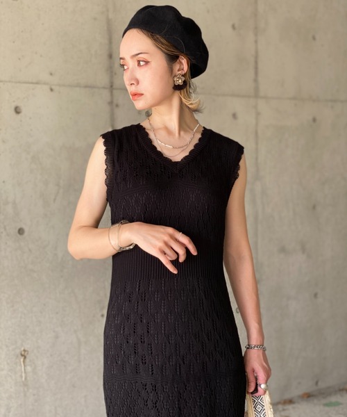 deux amour(ドゥーザムール)の「透かしニットロングワンピース(ワンピース・レディース・ピンク/ベージュ/ブルー/ブラック・MEDIUM)」の13枚目の写真