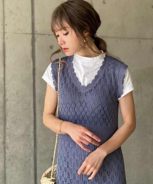 deux amour(ドゥーザムール)の「透かしニットロングワンピース(ワンピース・レディース・ピンク/ベージュ/ブルー/ブラック・MEDIUM)」の18枚目の写真