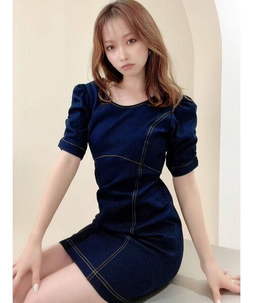 RESEXXY(リゼクシー)の「ステッチデザインミニワンピース(ワンピース・レディース・ブラック/インディゴブルー/ブラウン・FREE)」の13枚目の写真